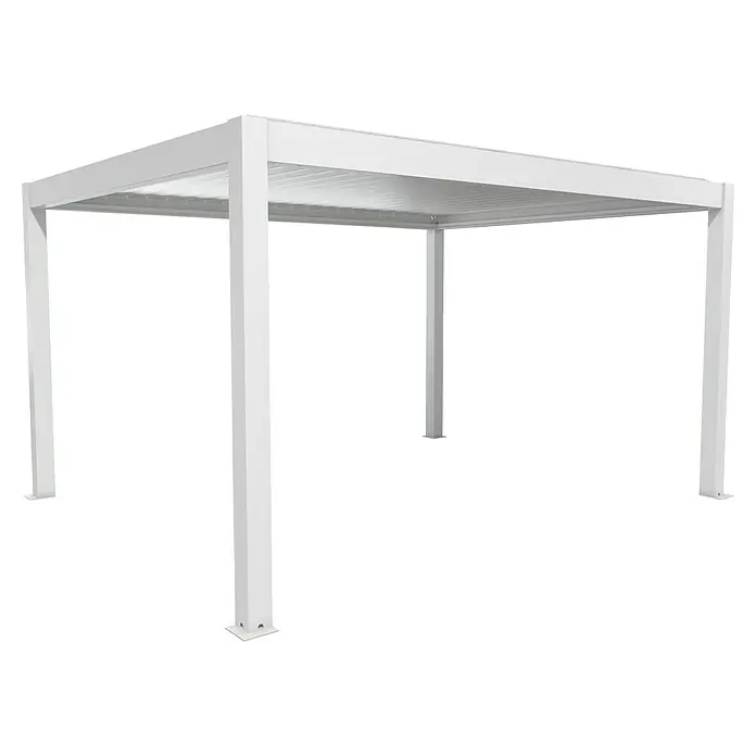 Biohort Pergola Lamellenpavillon Gr. 4,5 - B x T: 460 x 367,5 cm, Weiß - Silber Metallic, Material Gestell: Stahl - Weiße Aluminium-Pergola mit verstellbarem Lamellendach.