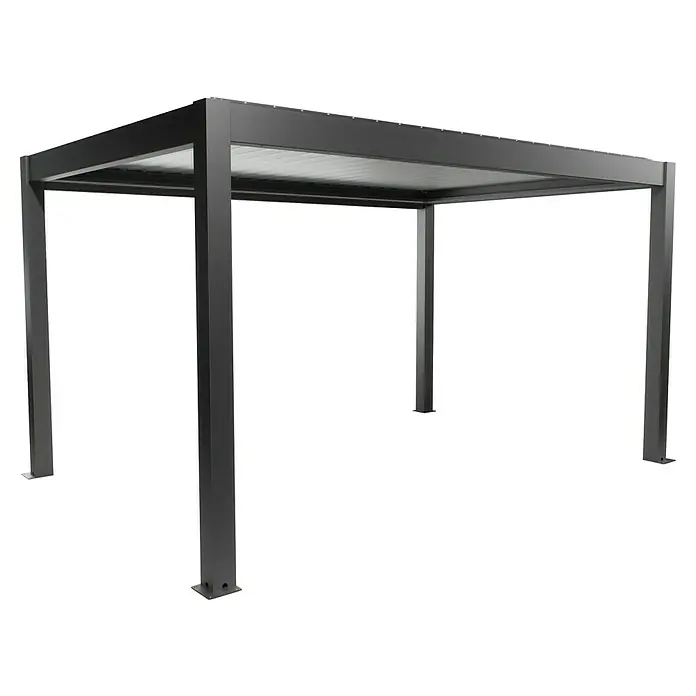 Biohort Lamellenpavillon - B x T: 460 x 312 cm, Dunkelgrau Metallic - Silber Metallic, Material Gestell: Stahl - Moderne freistehende Pergola aus dunkelgrauem Aluminium mit verstellbarem Lamellendach.