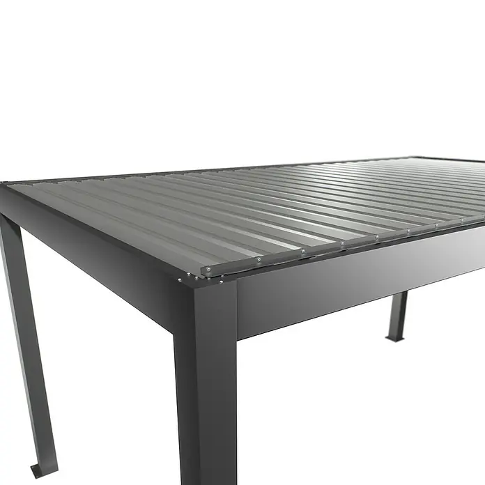 Biohort Lamellenpavillon - B x T: 515,5 x 312 cm, Quarzgrau/Silber Metallic, Material Gestell: Stahl - Moderne dunkelgraue Metallpergola mit geripptem Dach für den Außenschatten.