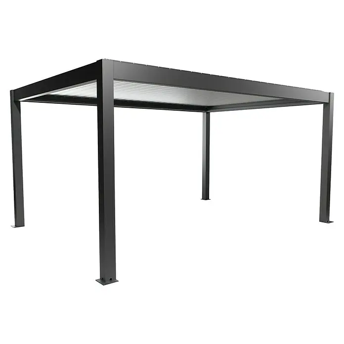 Biohort Lamellenpavillon - B x T: 515,5 x 367,5 cm, Dunkelgrau Metallic - Silber Metallic, Material Gestell: Stahl - Freistehende anthrazitfarbene Aluminium-Pergola mit verstellbarem Lamellendach.