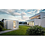Biohort Neo Gerätehaus 2D (Außenbreite inkl. Dachüberstand: 348 cm, Außentiefe inkl. Dachüberstand: 236 cm, Stahl, Silber, Doppeltür) | BAUHAUS