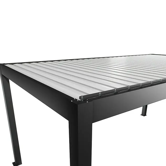 Biohort Lamellenpavillon - B x T: 552,5 x 312 cm, Dunkelgrau Metallic/Weiß, Material Gestell: Stahl - Moderne schwarze Pergola mit weißen Lamellendachplatten.