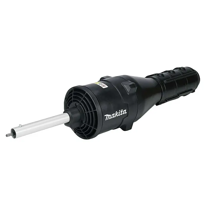 Makita Gebläseaufsatz UB402MP - Passend für: DUX18, DUX60, UX01G - Schwarzes Makita Anbaugerät für Elektrowerkzeuge mit Lüftergehäuse und ausziehbarer Silberwelle.