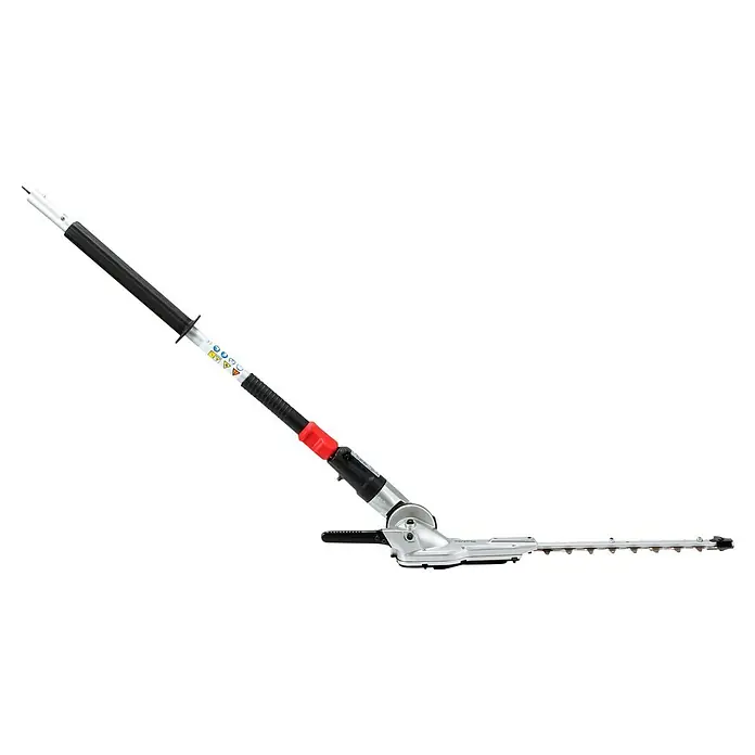 Makita Gras- & Strauchscherenaufsatz EN420MP - Passend für: DUX18, DUX60, UX01G - Silbergraue Teleskop-Heckenschere mit langem schwarzem Griff und rotem Verbinder.
