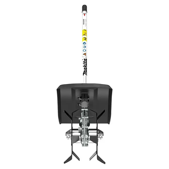 Makita Kultivator Aufsatz KR400MP - 16 cm Arbeitsbreite - Schwarzes und silbernes Makita Fräsenaufsatz mit rotierenden Zinken zur Bodenbearbeitung.