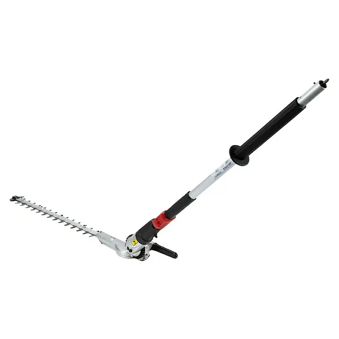 Makita Heckenscheren-Aufsatz EN401MP - Passend für: DUX18, DUX60, UX01G - Eine Langstiel-Heckenschere mit silbernem Messer, schwarzem Griff und roten Akzenten für große Reichweite.