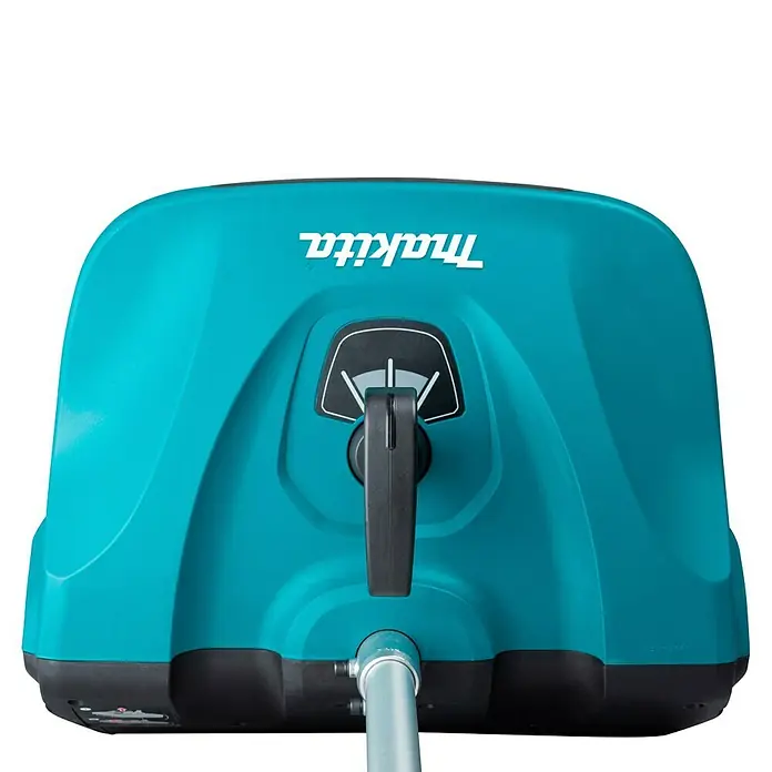 Makita Multifunktionswerkzeug-Zubehör Schneefräsen-Aufsatz SN400MP - Passend für: DUX18, DUX60, UX01G - Türkis-schwarzes Makita-Elektrowerkzeug mit schwarzem Griff und Makita-Logo.