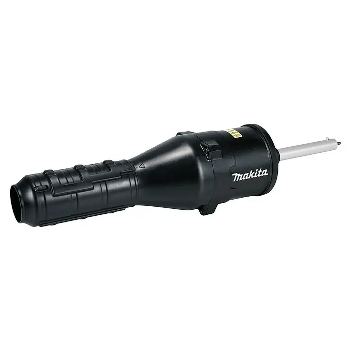 Makita Gebläseaufsatz UB402MP - Passend für: DUX18, DUX60, UX01G - Schwarzer Makita Anbaugerätekopf mit konischem Gehäuse, geripptem Griff und silberner Verlängerungsstange.