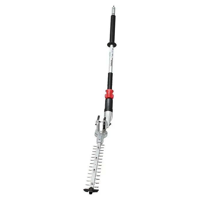 Makita Heckenscheren-Aufsatz EN401MP - Passend für: DUX18, DUX60, UX01G - Langer Stiel-Heckenschneider mit schwarzem Griff, silbernem Schaft, rotem Verriegelungsmechanismus und silbernem Schneidkopf.