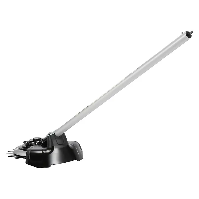 Makita Gras- & Strauchscherenaufsatz EM407MP - Passend für: Alle Makita Akku- und Benzin-Multifunktionsantriebe - Silber-schwarzer Freischneider mit kreisförmigem, gezahntem Sägeblatt.