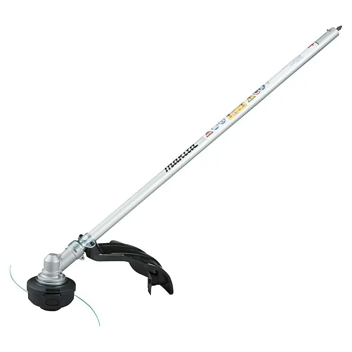 Makita Rasentrimmeraufsatz EM406MP - Passend für: DUX18, DUX60, UX01G - Makita Fadentrimmer mit silbernem Schaft, schwarzem Schneidkopf und grüner Schnur.