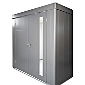 Biohort Neo Gerätehaus 1C (Außenbreite inkl. Dachüberstand: 292 cm, Außentiefe inkl. Dachüberstand: 180 cm, Stahl, Quarzgrau-Metallic, Doppeltür) | BAUHAUS