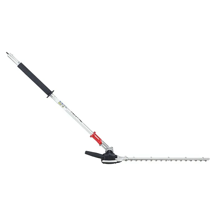 Makita Heckenscheren-Aufsatz EN402MP - Passend für: DUX18, DUX60, UX01G - Langstieliger Heckenschneider mit Metallschaft, schwarzem Griff, rotem Gelenk und silbernen Schneidmessern.