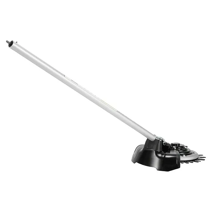 Makita Gras- & Strauchscherenaufsatz EM407MP - Passend für: Alle Makita Akku- und Benzin-Multifunktionsantriebe - Langstieliger silberner und schwarzer Freischneider mit kreisförmigem Metallblatt zum Roden dichter Vegetation.