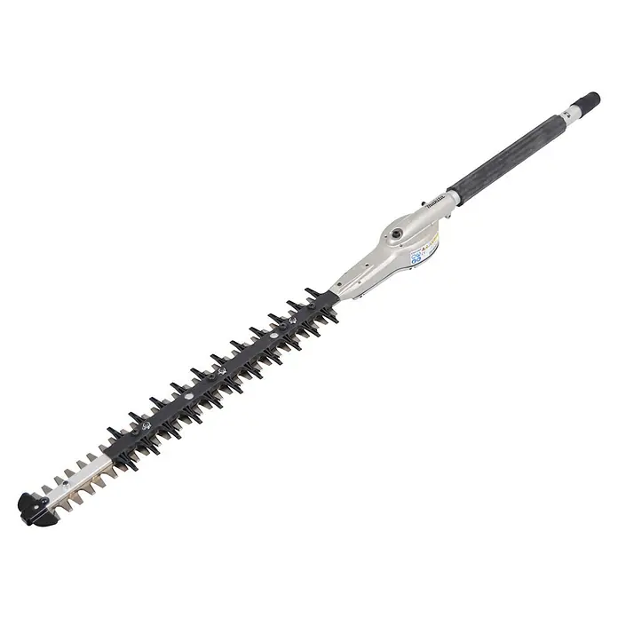 Makita Heckenscheren-Aufsatz EN410MP - Passend für: DUX18, DUX60, UX01G - Makita Heckenschere mit langem Stiel, hellgrauem Gehäuse, schwarzem Stiel und Metallklingen.