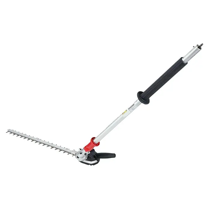 Makita Heckenscheren-Aufsatz EN402MP - Passend für: DUX18, DUX60, UX01G - Silber-schwarzer Stielheckenschneider mit langer Reichweite, rotem verstellbarem Kopf und scharfer Silberklinge.