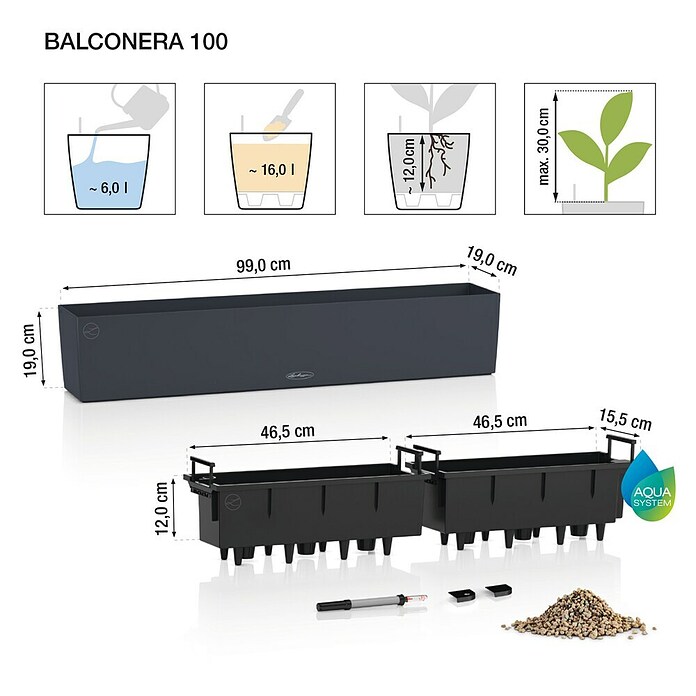 Lechuza Cottage Balkonkasten Blaconera (Max. Außenlänge: 100 cm, Kunststoff, Sandbraun) | BAUHAUS