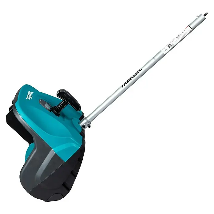 Makita Multifunktionswerkzeug-Zubehör Schneefräsen-Aufsatz SN400MP - Passend für: DUX18, DUX60, UX01G - Makita SN400MP Schneefräsenaufsatz in Türkis und Dunkelgrau mit langem silbernem Verlängerungsstiel.
