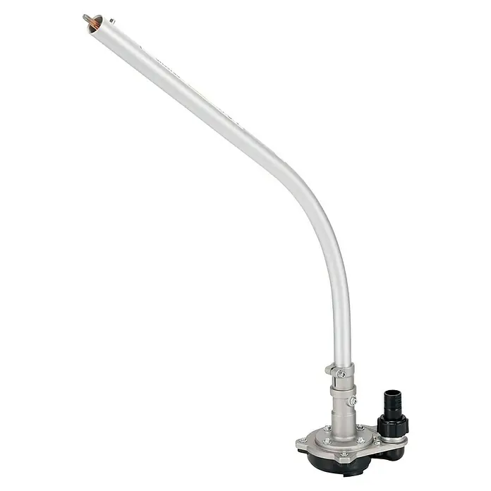 Makita Tauchpumpen-Anschlussstück PF400MP - Passend für: DUX18, DUX60, UX01G - Silberne Freischneider-Wasserpumpe mit gebogenem Schaft und schwarz-grauem Gehäuse.