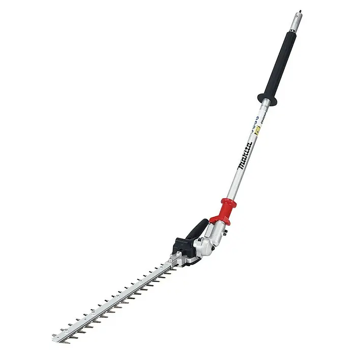 Makita Heckenscheren-Aufsatz EN402MP - Passend für: DUX18, DUX60, UX01G - Makita Stielheckenschere mit silbernem Stiel, schwarzem Griff und rotem Gehäuse, mit verlängerten Schneidmessern.