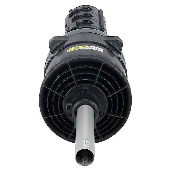 Makita Gebläseaufsatz UB402MP - Passend für: DUX18, DUX60, UX01G - Schwarzer Motorkopf mit Schutzgitter und silberner Metallwelle mit Sternantrieb.