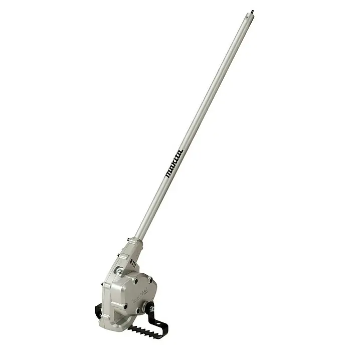 Makita Stahlrad für Motorhacke WA400MP - Passend für: DUX18, DUX60, UX01G - Silbernes Makita Elektrowerkzeug-Anbaugerät mit langem Schaft und abgewinkeltem Getriebekopf, mit gezahntem Schutz.