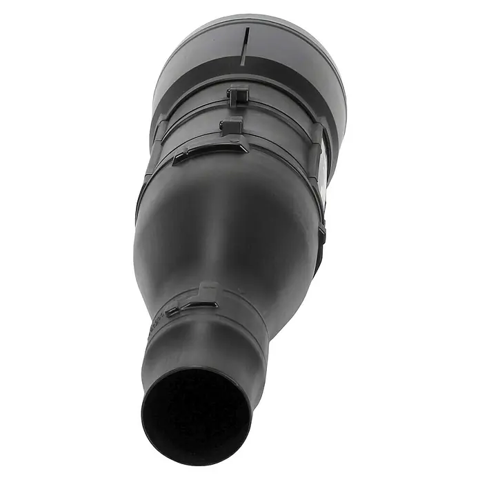 Makita Gebläseaufsatz UB401MP - Passend für: DUX18, DUX60, UX01G - Dunkelgraues zylindrisches Rohr-/Kanalbauteil mit Anschlussklammern.