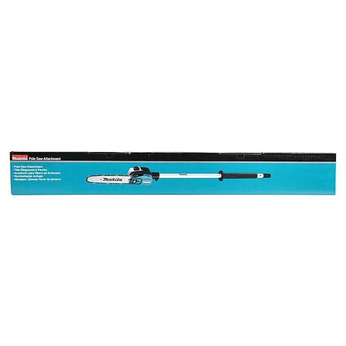 Makita Hochentaster-Aufsatz EY403MP - Passend für: DUX18, DUX60, DUX01G - Makita Stangsägenaufsatz, hellblau und schwarz, mit weißem Sägeblatt und langem Verlängerungsstab.
