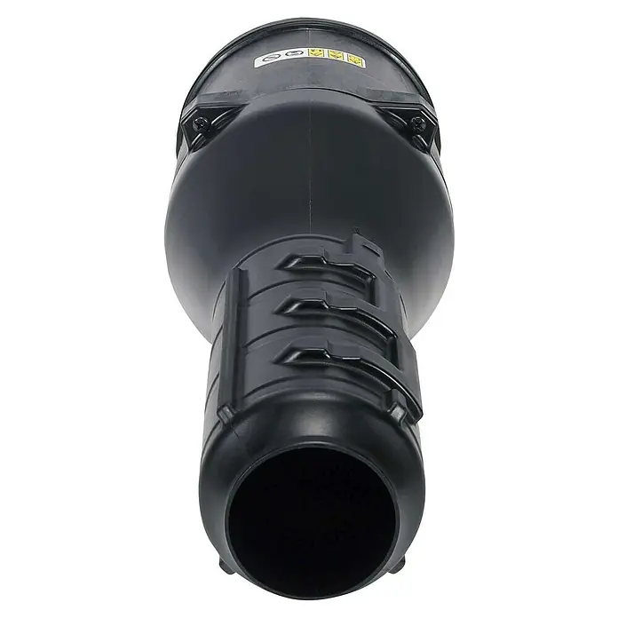 Makita Gebläseaufsatz UB402MP - Passend für: DUX18, DUX60, UX01G - Schwarzes Kunststoff-Düsenbauteil mit strukturierter Grifffläche und sichtbaren Schrauben, eventuell für ein Gebläse.