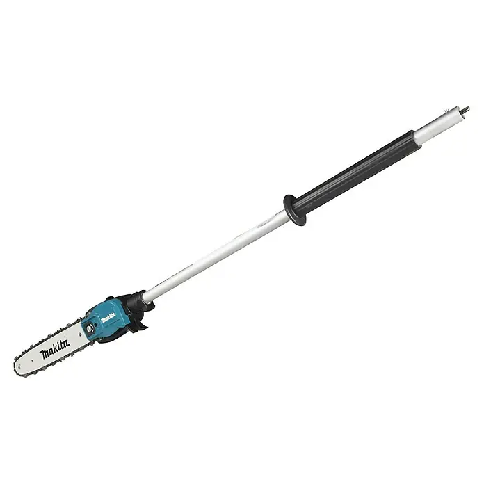 Makita Hochentaster-Aufsatz EY403MP - Passend für: DUX18, DUX60, DUX01G - Makita Hochentaster mit teal-schwarzem Kettensägenkopf, silbernem Verlängerungsstab und schwarzem Griff.