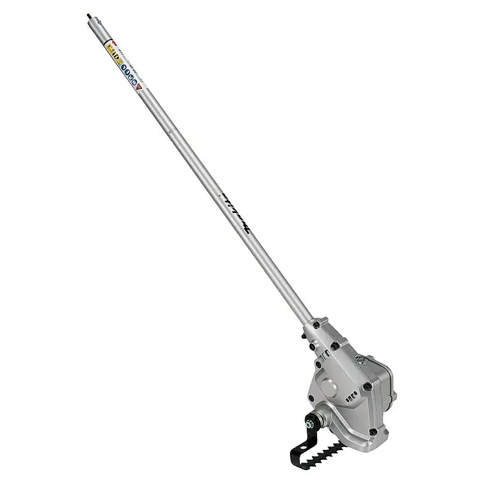 Makita Stahlrad für Motorhacke WA400MP - Passend für: DUX18, DUX60, UX01G - Silberner Langstiel-Heckenscherenaufsatz mit mechanischem Kopf und schwarzer gezackter Fußstütze.