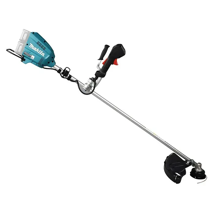 Makita XGT 40V max. Akku-Freischneider UR012GZ06 - 40 V, 8 Ah, Ohne Akku, Schnittbreite Faden: 305 cm - Makita XGT Akku-Motorsense in Türkis und Schwarz mit silbernem Schaft und schwarzem Schneidkopf.