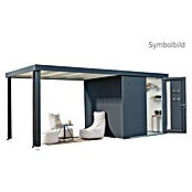 Biohort Neo Gerätehaus 1C (Außenbreite inkl. Dachüberstand: 292 cm, Außentiefe inkl. Dachüberstand: 180 cm, Stahl, Dunkelgrau-Metallic, Doppeltür) | BAUHAUS
