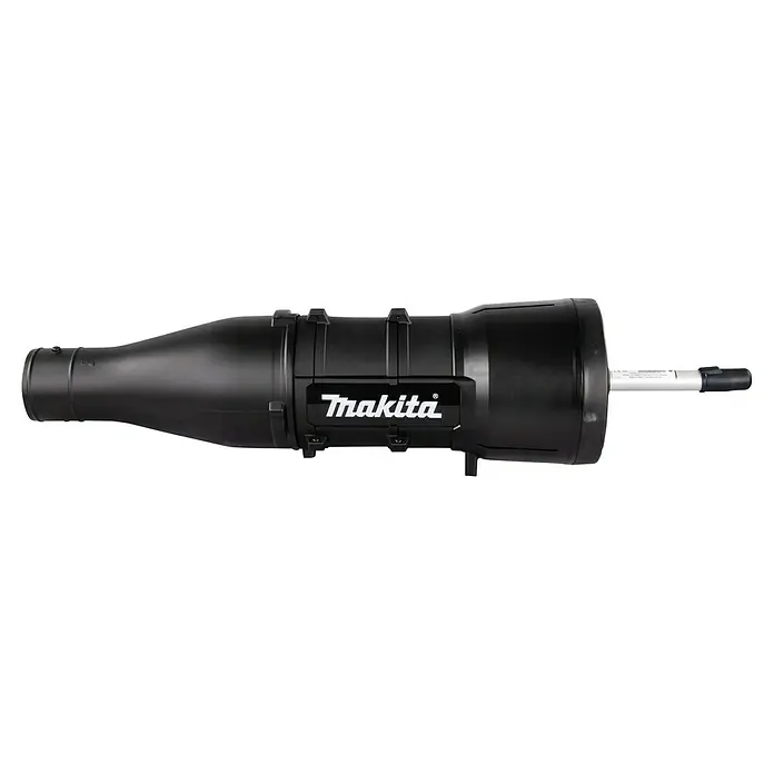 Makita Gebläseaufsatz UB401MP - Passend für: DUX18, DUX60, UX01G - Langes schwarzes Makita Elektrowerkzeugteil, ein konisches Rohr mit aufgesetztem Aufsatz.
