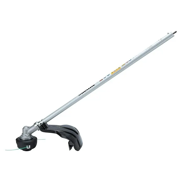 Makita Rasentrimmeraufsatz EM406MP - Passend für: DUX18, DUX60, UX01G - Silberner Rasentrimmer-Aufsatz mit schwarzem Schneidkopf und grüner Schnur.