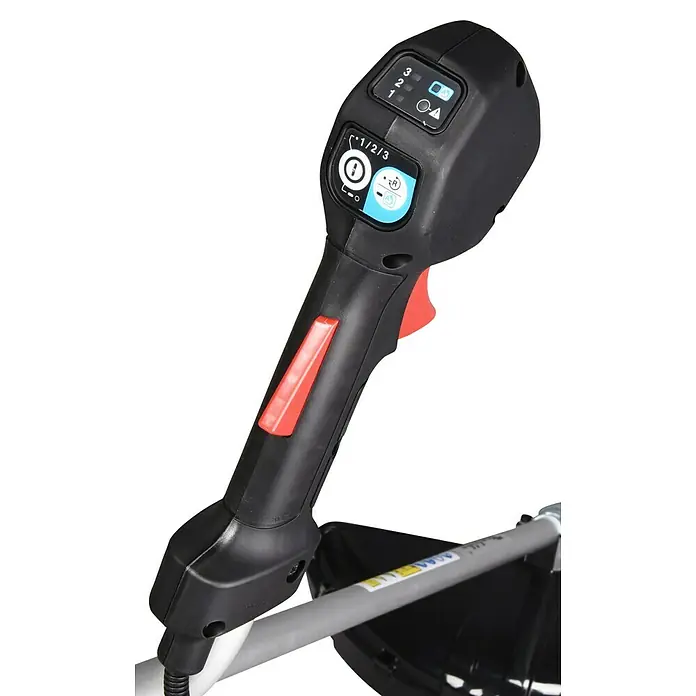 Makita XGT 40V max. Akku-Freischneider UR012GZ06 - 40 V, 8 Ah, Ohne Akku, Schnittbreite Faden: 305 cm - Schwarzer Werkzeuggriff mit integriertem Bedienfeld, rotem Abzug und Digitalanzeige für Geschwindigkeit, Akku und Betriebsmodi.