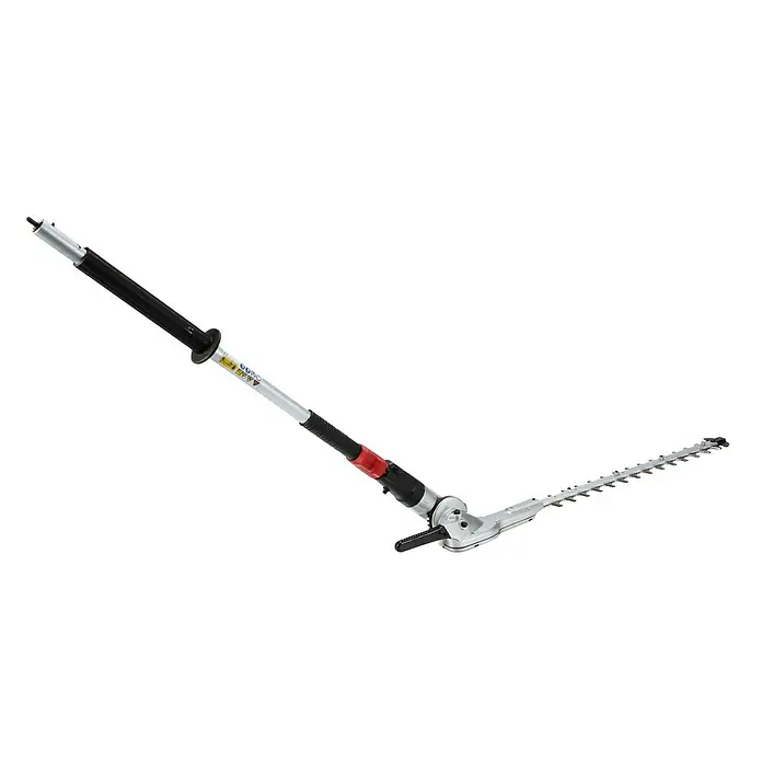 Makita Heckenscheren-Aufsatz EN401MP - Passend für: DUX18, DUX60, UX01G - Langstieliger Heckenschneider mit silberner Stange, schwarzem Griff und angewinkelter silberner Schneide.