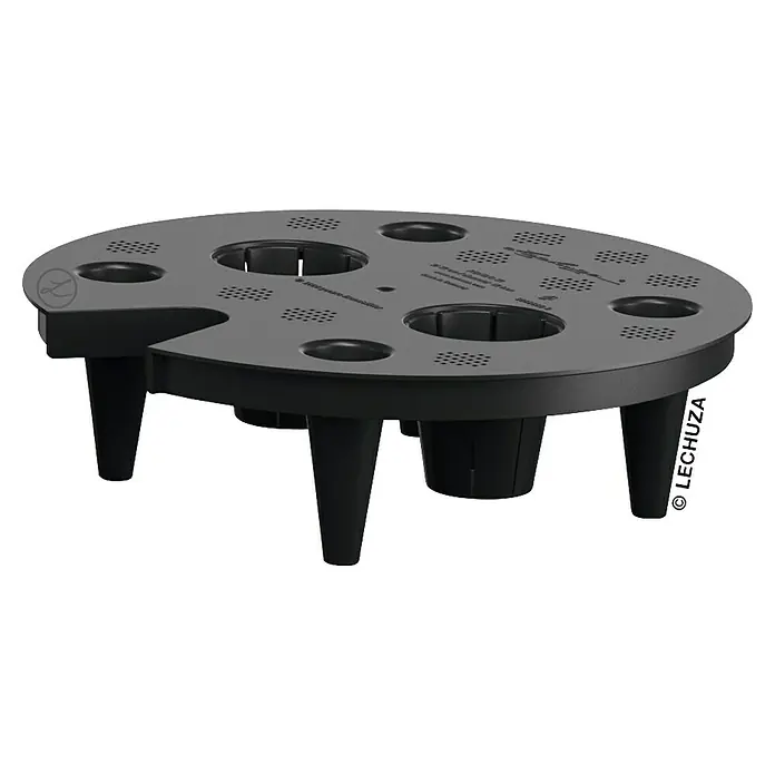 Lechuza Trennboden - Kunststoff, Schwarz, Passend für: Cilindro 32 / Rondo - Dunkelgraues, modulares Pflanzsystem aus Kunststoff mit runder Platte, mehreren Topföffnungen und kurzen Beinen.