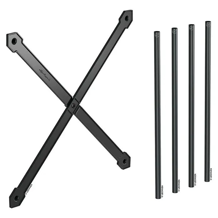 Lechuza Stützrohr Cubico Alto - Kunststoff, Schwarz, Passend für: Cubico Alto 40 - Dunkelgraue Lechuza Pflanzenstütz-Komponenten: ein Kreuzsockel und vier Stützstangen.