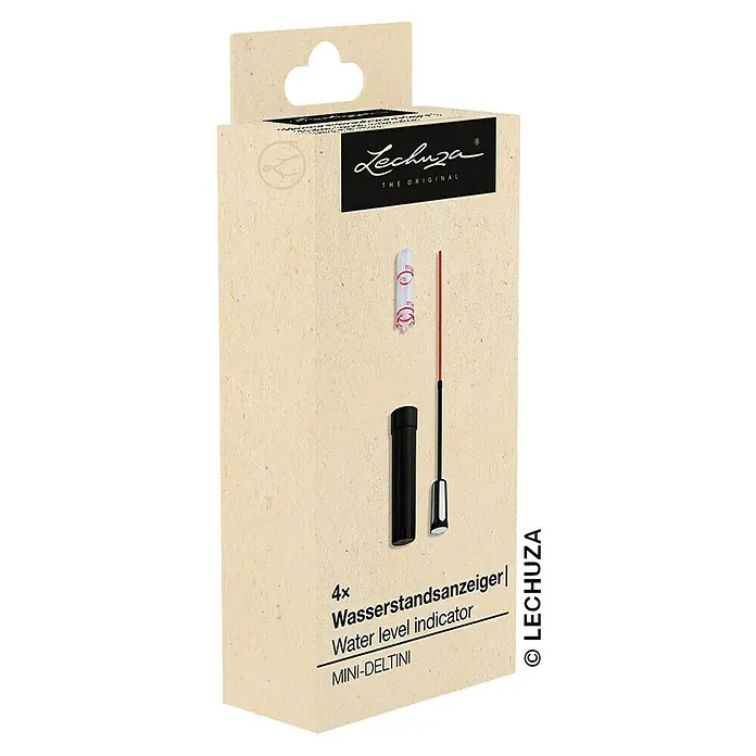 Lechuza Wasserstandsanzeiger - Kunststoff, Passend für: Mini Deltini - Lechuza MINI-DELTINI Wasserstandsanzeiger-Set: weißer Schwimmer, schwarzes Rohr, rotspitziger schwarz-weißer Stab. Verpackt in Karton.