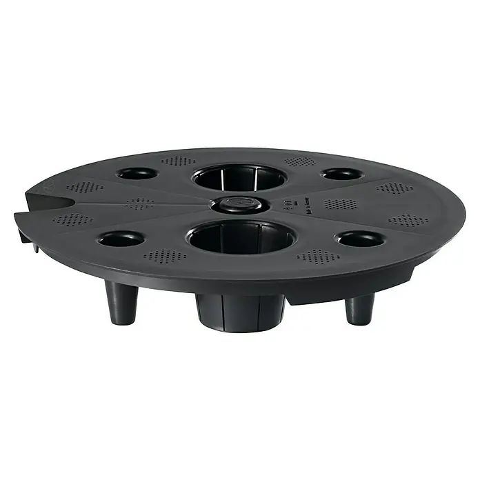 Lechuza Trennboden Rondo / Diamante - Kunststoff, Schwarz, Passend für: Rondo 40 / Diamante 40, 2 Stk. - Dunkelgraues, rundes Kunststoff-Pflanzmodul mit mehreren kreisförmigen Öffnungen für Pflanzen und Drainagelöchern.