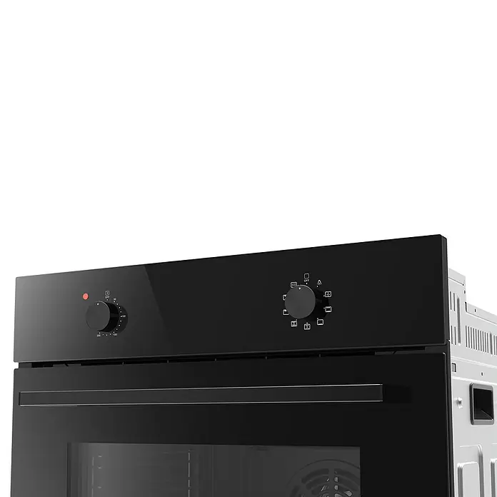 PKM Einbaubackofen EB7B - Anzahl Beheizungsarten: 8 Stk., Volumen Backofen: 64 l, Schwarz - Schwarzer Einbauofen mit glänzender Frontplatte und Bedienknöpfen.