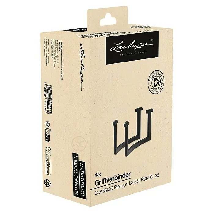 Lechuza Griff - Verbinder Rondo / Classico - Kunststoff, Schwarz, Passend für: Rondo 32 / Classico 35 - Vier schwarze Lechuza Griffverbinder in Kartonverpackung.