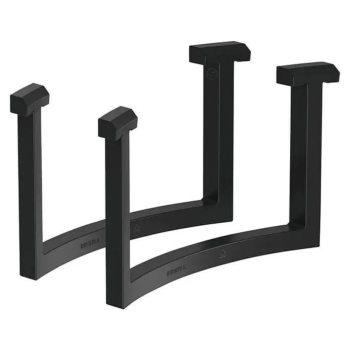 Lechuza Griff - Verbinder Rondo / Classico - Kunststoff, Schwarz, Passend für: Rondo 32 / Classico 35 - Ein Paar schwarze U-förmige Polystyrol-Möbelstützen mit gekrümmten Basen.