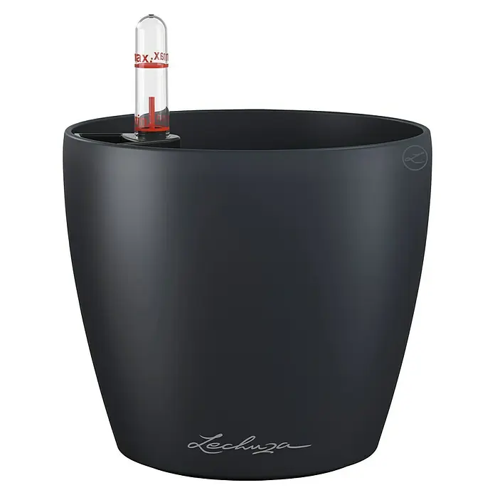 Lechuza Classico Pflanztopf Color - Außenmaß (Ø x H): 13,2 x 11,8 cm, Kunststoff, Grau - Dunkelgrauer Kunststoff-Pflanztopf mit Selbstbewässerung und integrierter Wasserstandsanzeige.