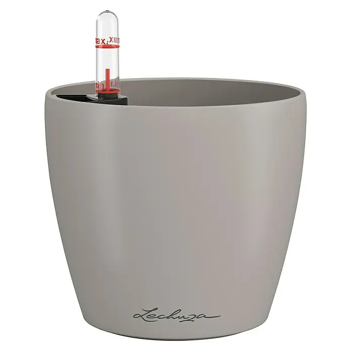 Lechuza Classico Pflanztopf Color - Außenmaß (Ø x H): 13,2 x 11,8 cm, Kunststoff, Braun - Hellgrauer selbstbewässernder Pflanztopf mit Wasserstandsanzeige.