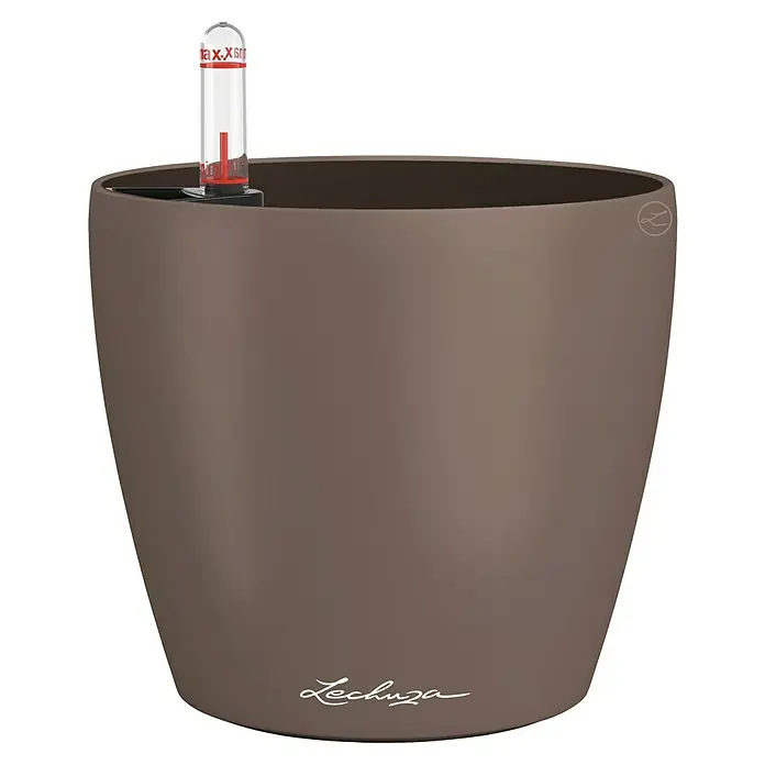 Lechuza Classico Pflanztopf Color - Außenmaß (Ø x H): 15,2 x 13,7 cm, Kunststoff, Muskat - Braunes Selbstbewässerungs-Pflanzgefäß mit integrierter Wasserstandsanzeige.
