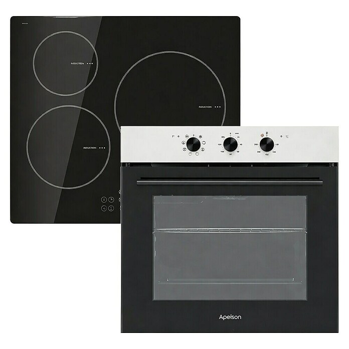Apelson Set de horno y zona de cocción AMM 5001 X (Volumen horno: 73 l, Número de zonas de temperatura: 3 ud., Negro/Acero inoxidable) | BAUHAUS