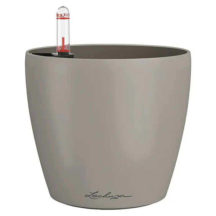 Lechuza Classico Pflanztopf Color - Außenmaß (Ø x H): 15,2 x 13,7 cm, Kunststoff, Braun - Lechuza matt hellgrauer Pflanztopf mit Selbstbewässerungssystem und Wasserstandsanzeige.