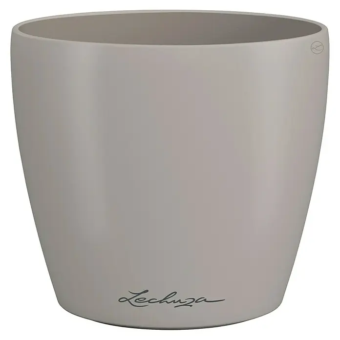 Lechuza Classico Übertopf rund Color SINGLE - Außenmaß (Ø x H): 13 x 12 cm, Kunststoff, Braun - Hellgrauer Lechuza Pflanztopf mit matter Oberfläche.